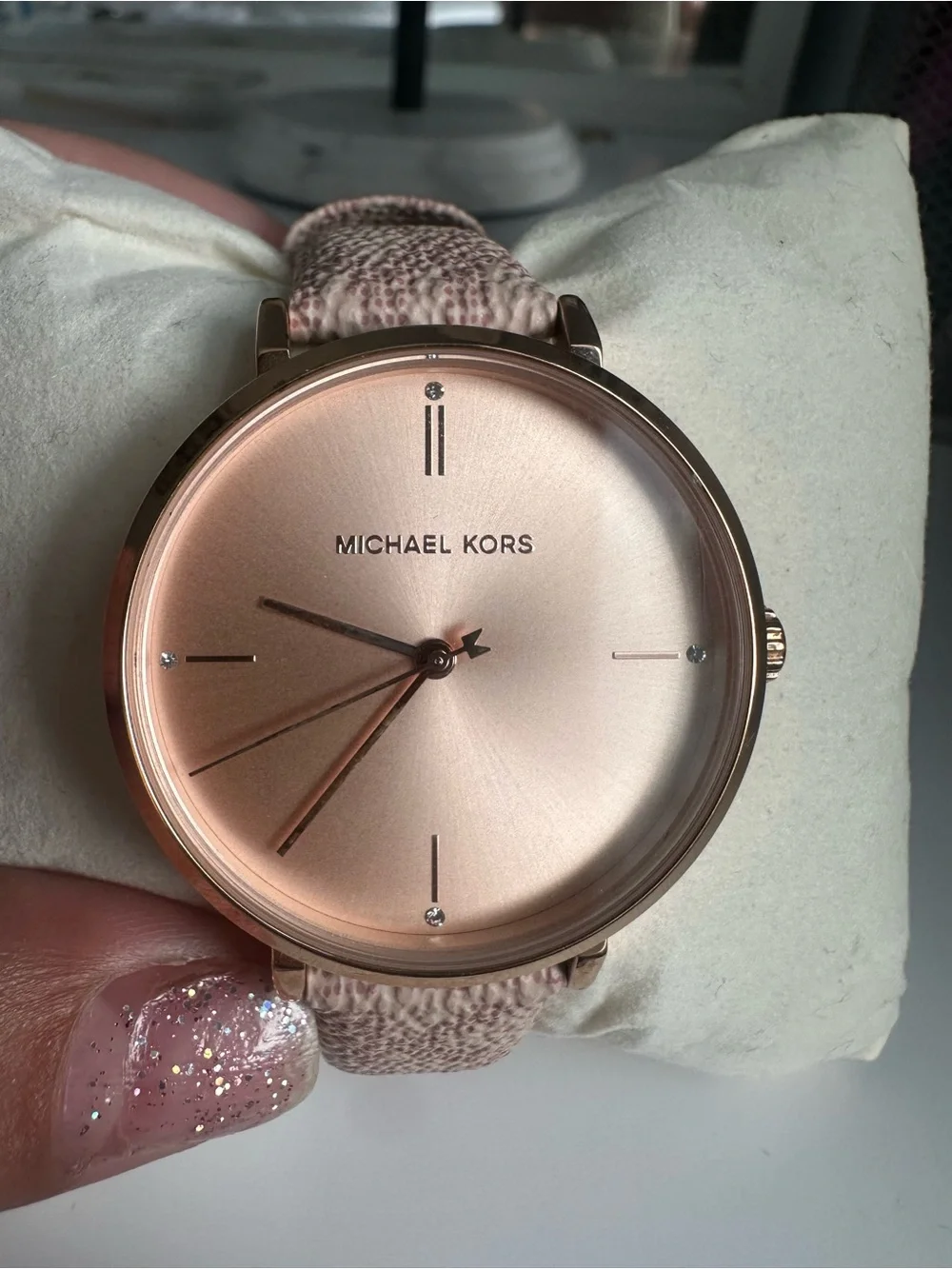 Michael Kors Rose Gold Dial Blush Fabric Strap Watch